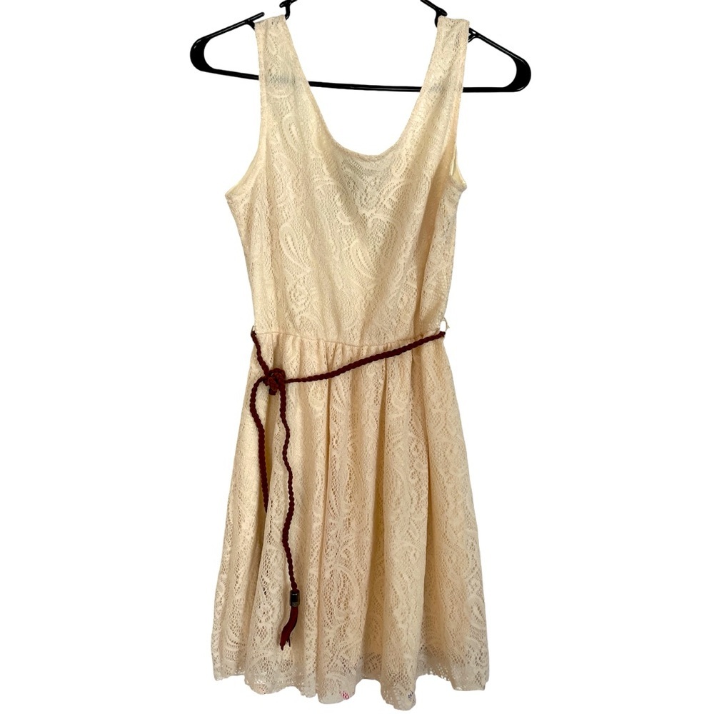 Rue 21 Lace Skater Dress with Belt Fully Lined Cottagecore Chic Size M